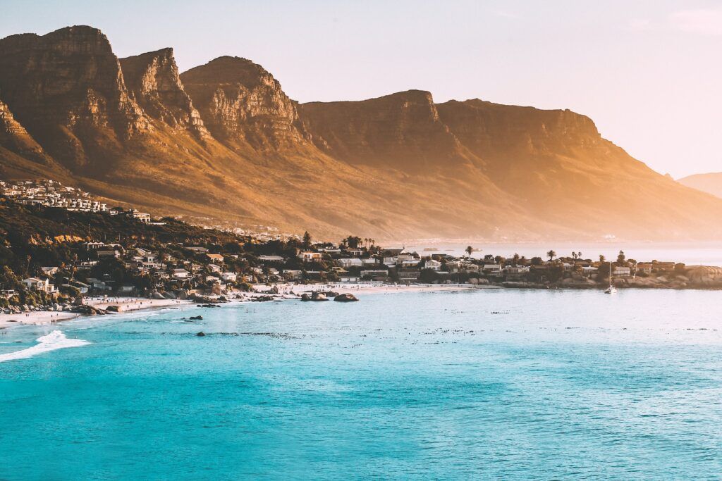 Mountains behind Cape Town during the golden hour