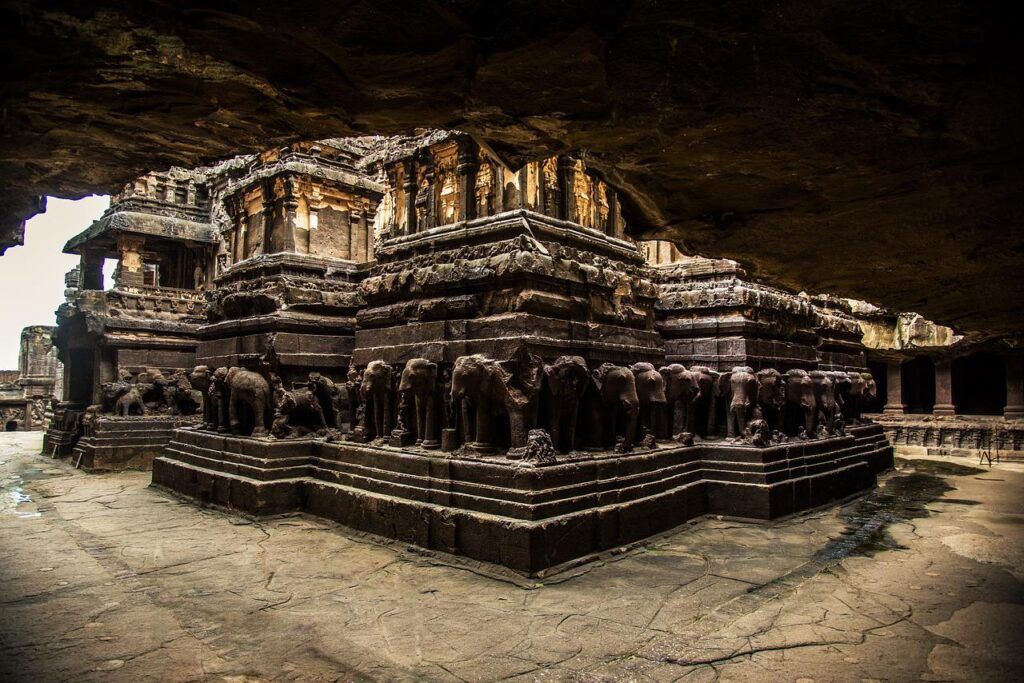 The interior of the Ellora caves