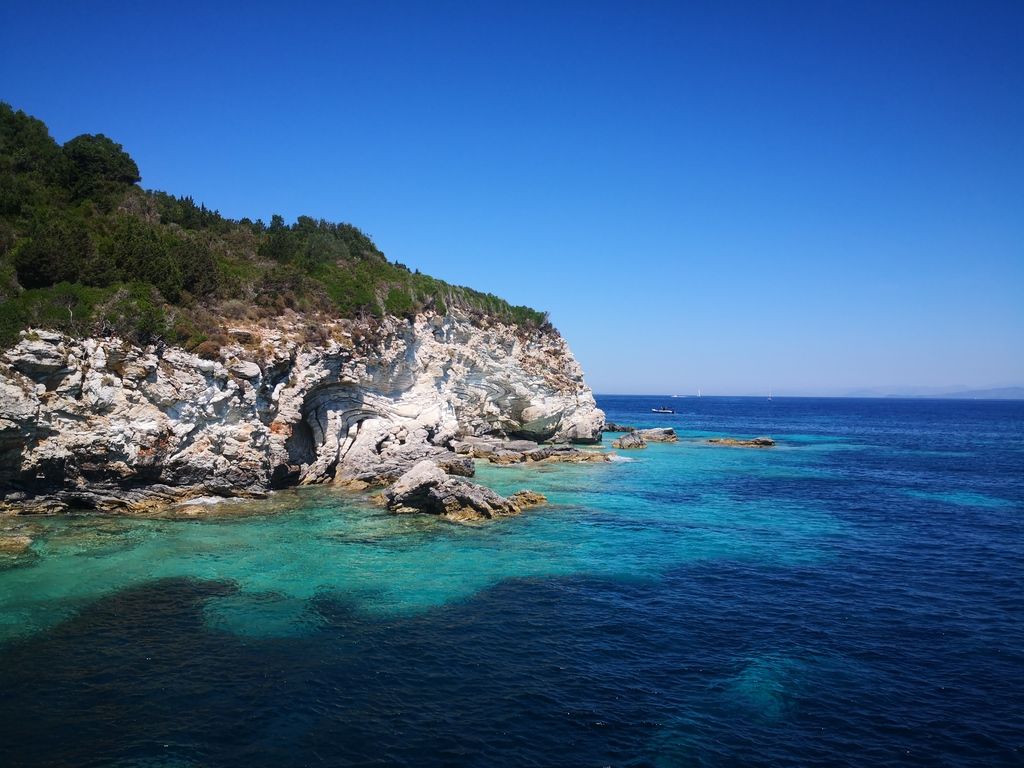 Photo of the sea near the Poseidon Cave in Corfu