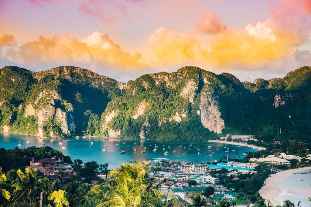 A view of the Phi Phi Islands.