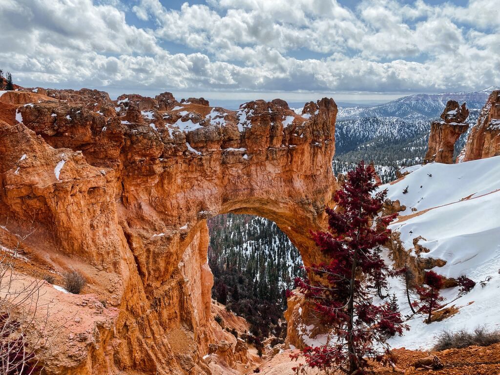 Image of snow-covered Bryce Canyon National Park.