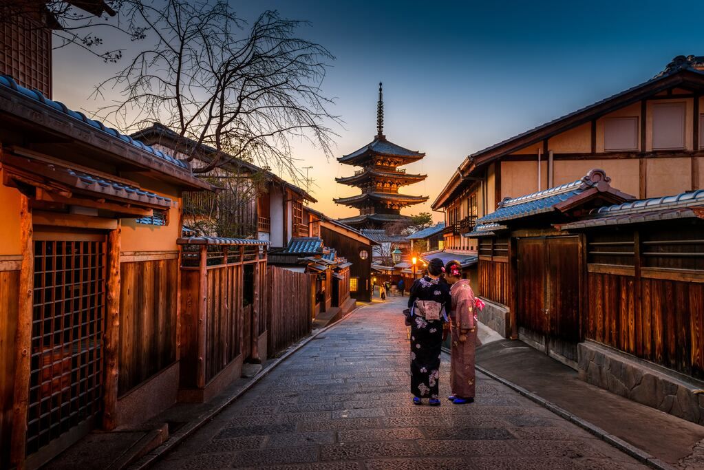 A view of a street in Kyoto.
