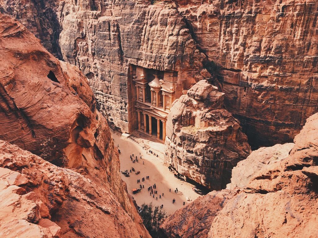 Petra from above in Jordan.