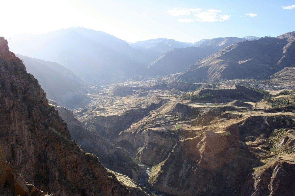 Panorama of Colca Canyon in Peru with its rugged and varied geography.
