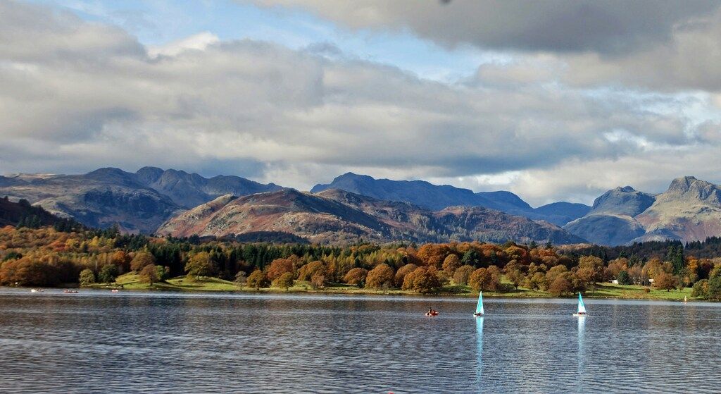 The picturesque hills and calm waters of the Lake District in England