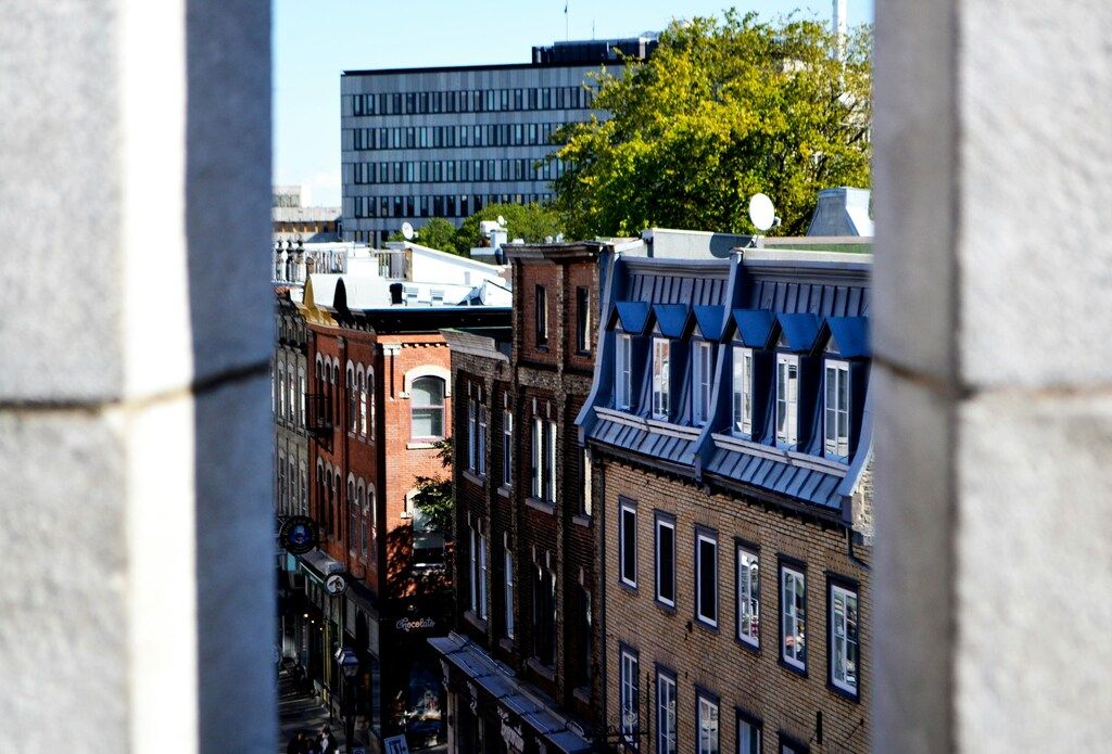 A view from above of the buildings in Old Quebec City