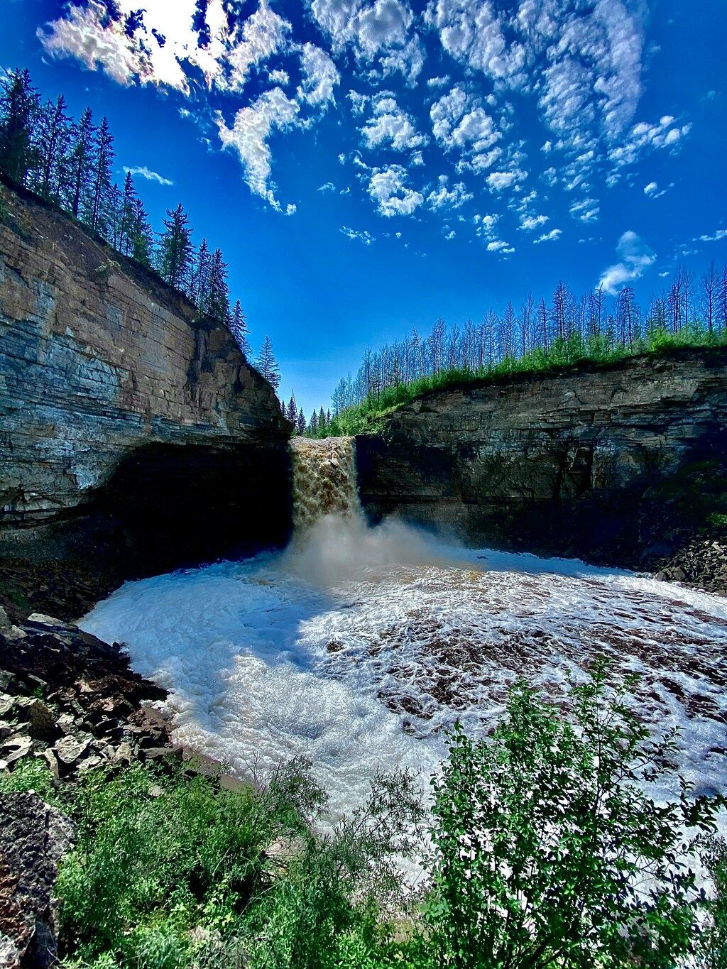 A waterfall in Wood Buffalo National Park, Canada