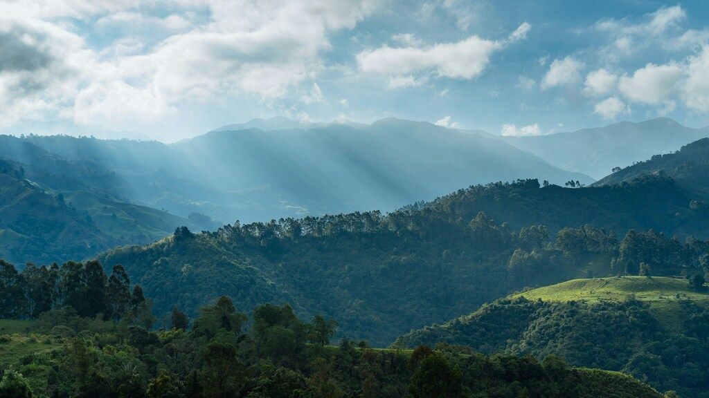 A breathtaking panoramic view of a mountainous valley in Colombia