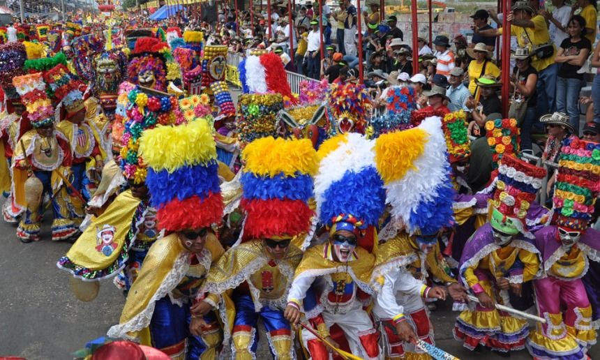 A vibrant and colorful parade during the Barranquilla Carnival in Colombia